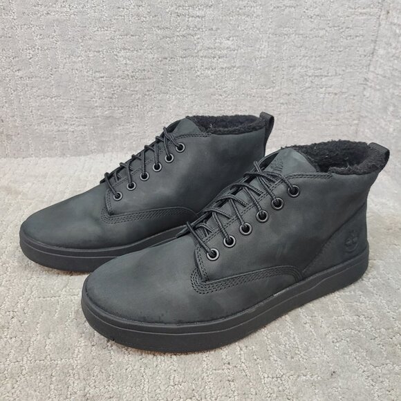 Timberland Davis Square Men's Size 7.5 Black Leather Warm Lined Waterproof Boots - Picture 11 of 11